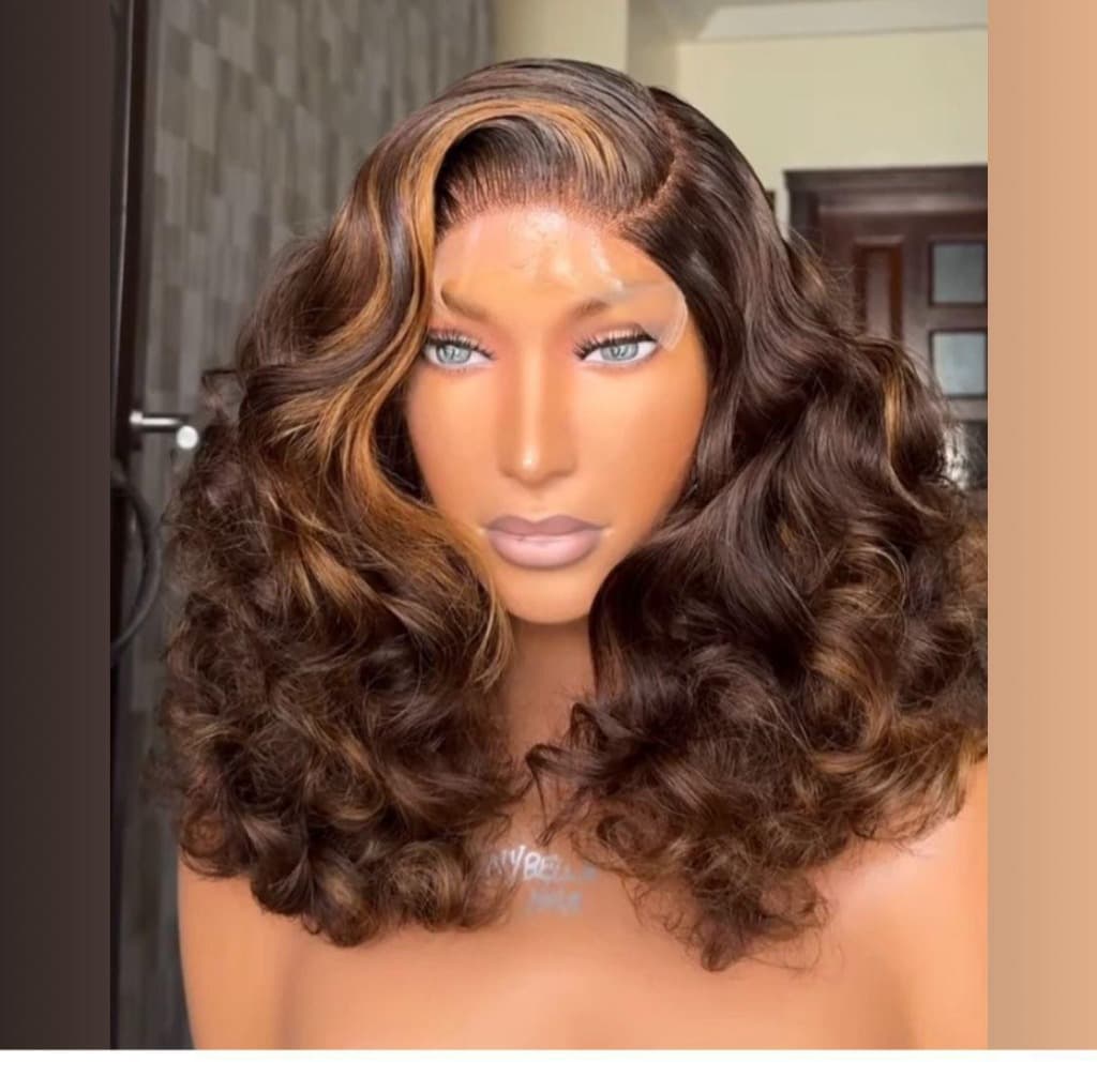 Lace humana cabelo brasileiro, liso levemente ondulado morena iluminada 55cm 380g — foto 1 de 1